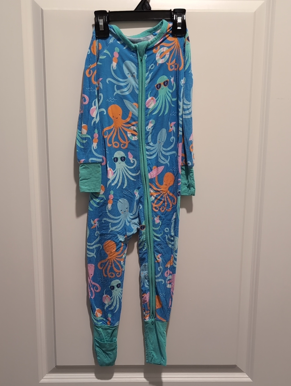 Little Sleepies Blue Octopus Print Footed One-Piece Pajamas